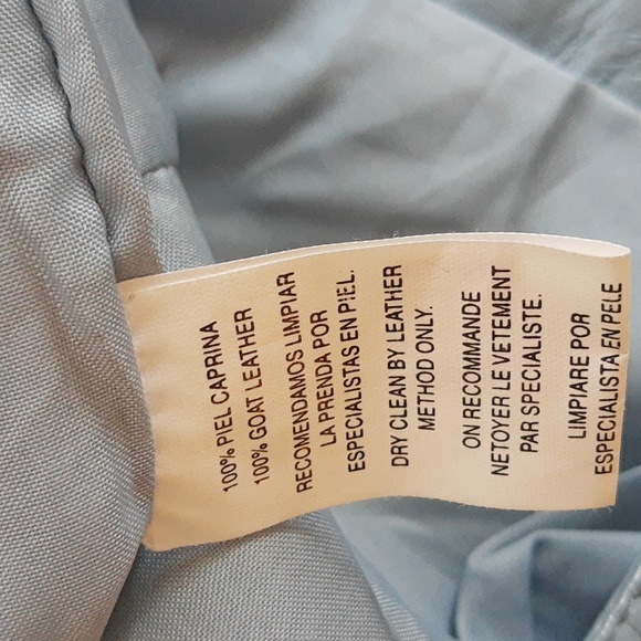 Women's Blue Grey Leather Jacket Size S/M - Picture 5 of 5